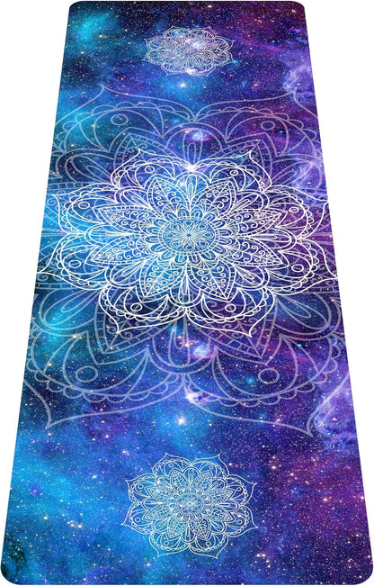 nuveti Printed Travel Yoga Mat-1/16 Inch Thick Non Slip Fitness Workout Mat with Carrying Bag, Foldable Lightweight Suede & Natural Rubber Yoga Mat for Yoga Pilates and Fitness 72" L x 24" W x 1.5mm