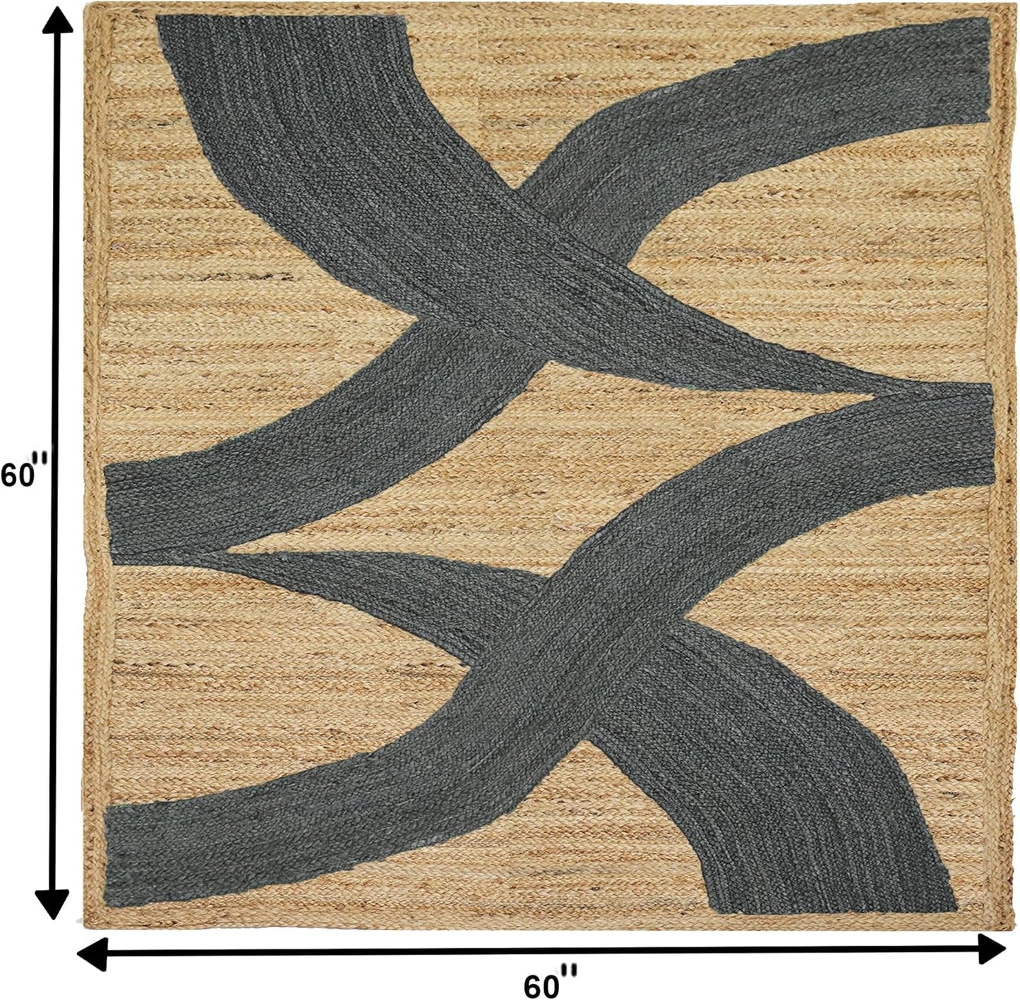 Premium Quality Jute Rug 4x6 Feet Area Rug Natural Fiber Jute Rugs Thick 0.27" Black Abstract Pattern Geometric Rugs for Kids Room, Living Room, Yoga Mat, Indoor Outdoor Carpet - Colors B