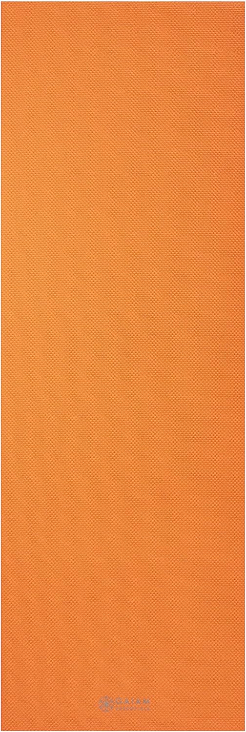 Gaiam Essentials 1/4" Thin (6mm) Yoga & Pilates, Fitness & Exercise Mat with Easy-Cinch Carrier Strap Cusion Support For Fitness and Gym Workouts