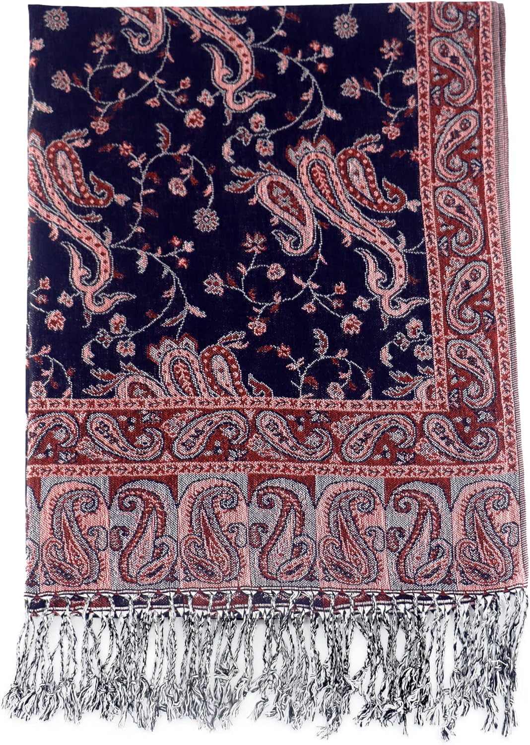 Ciormis Two Tone Silky Paisley Pashmina Shawl Scarf,Soft Women's Rave Jacquard Pashminas Wrap Scarves