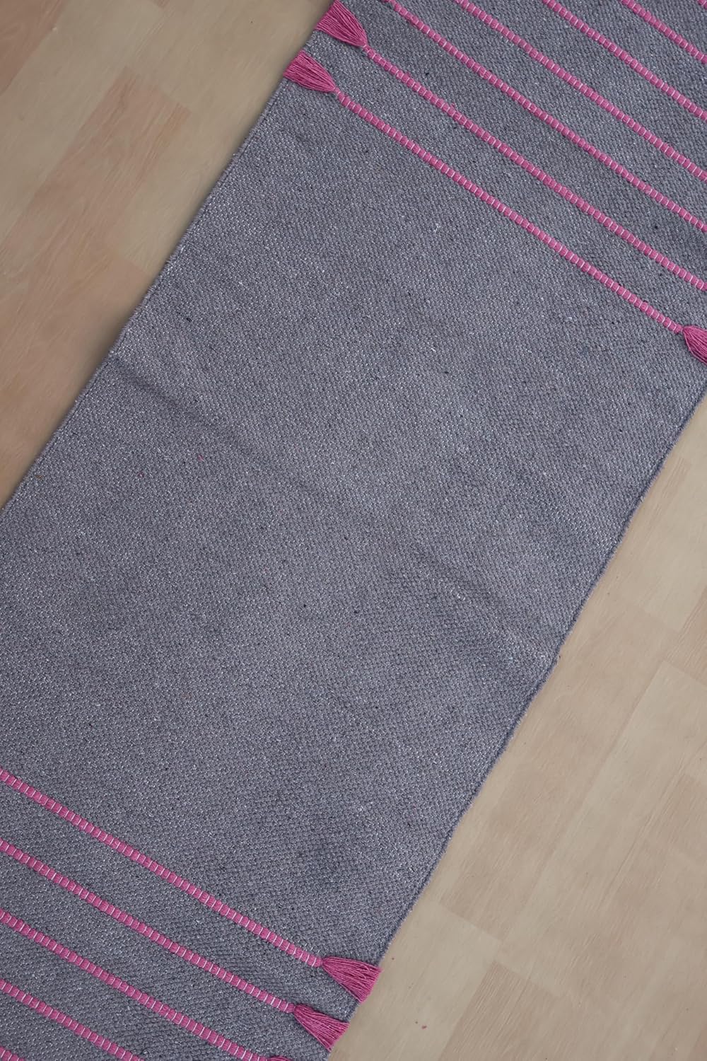 Jaipur Art & Rugs Cotton Yoga Rug - Eco-Friendly Hand-Woven Thick Mat (24”x72”x5mm) for Everyday Fitness at Home - Comfortable & Extra-Long - Colors B