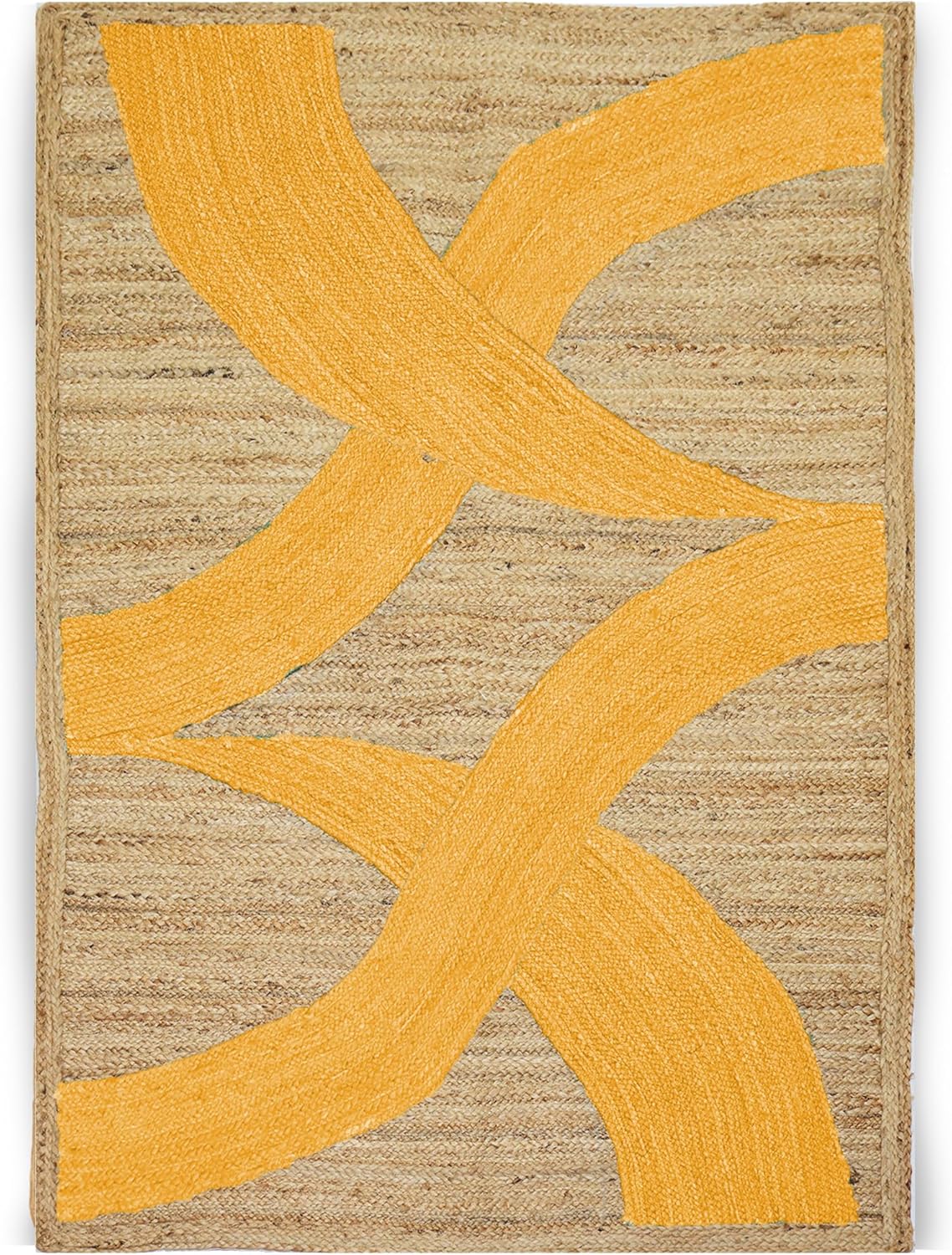 Premium Quality Jute Rug 4x6 Feet Area Rug Natural Fiber Jute Rugs Thick 0.27" Black Abstract Pattern Geometric Rugs for Kids Room, Living Room, Yoga Mat, Indoor Outdoor Carpet - Colors B