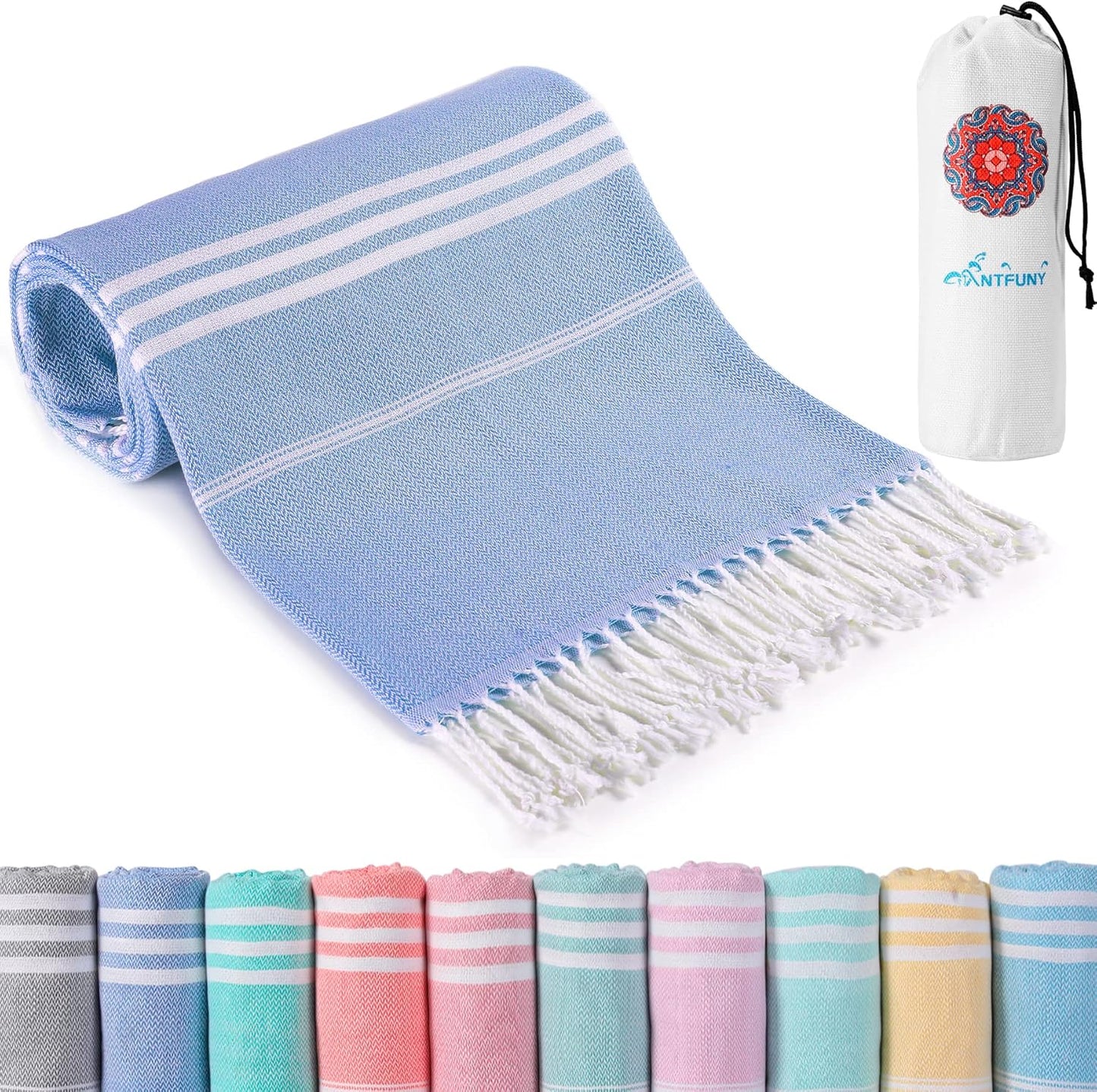 Antfuny Turkish Beach Towels Vacation Essentials Quick Dry Sand Free Oversized Bath Pool Swim Towel Extra Large XL Blanket Adult Travel Cruise Accessories Must Haves Clearance Stuff Necessities - Colors B