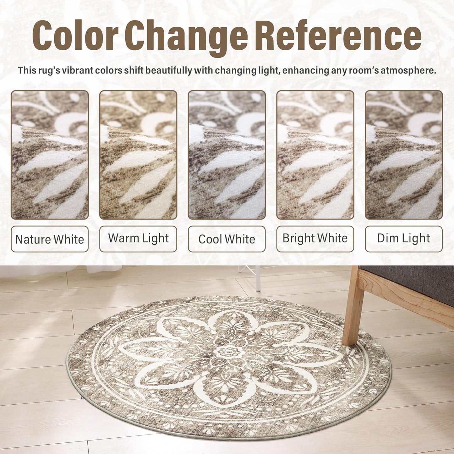 Carvapet 4ft Washable Round Rugs, Modern Abstract Circle Rug, Non Slip Rubber Backing Foldable Low Pile Carpet for Living Room Bedroom, 4ft Red/Orange Rug
