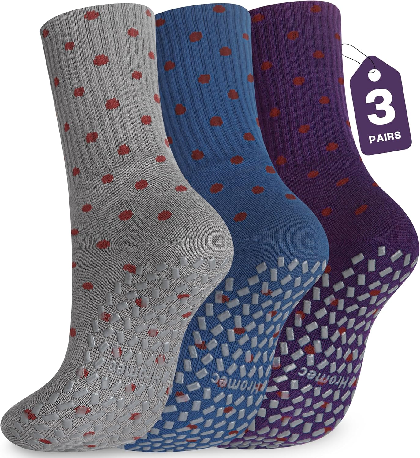 Pilates Socks with Grips for Yoga, Barefoot, Ballet, Barre, Hospital Non Slip Anti Skid Socks for Women and Men