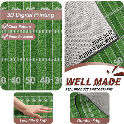 Sports Field Area Rug,5x7ft, Soccer Field Chalked Blackboard Football Stadium Board Painted Non-Slip Soft Carpet Floor Mat Indoor Living Room Bedroom Rugs Yoga Mat Home Decor