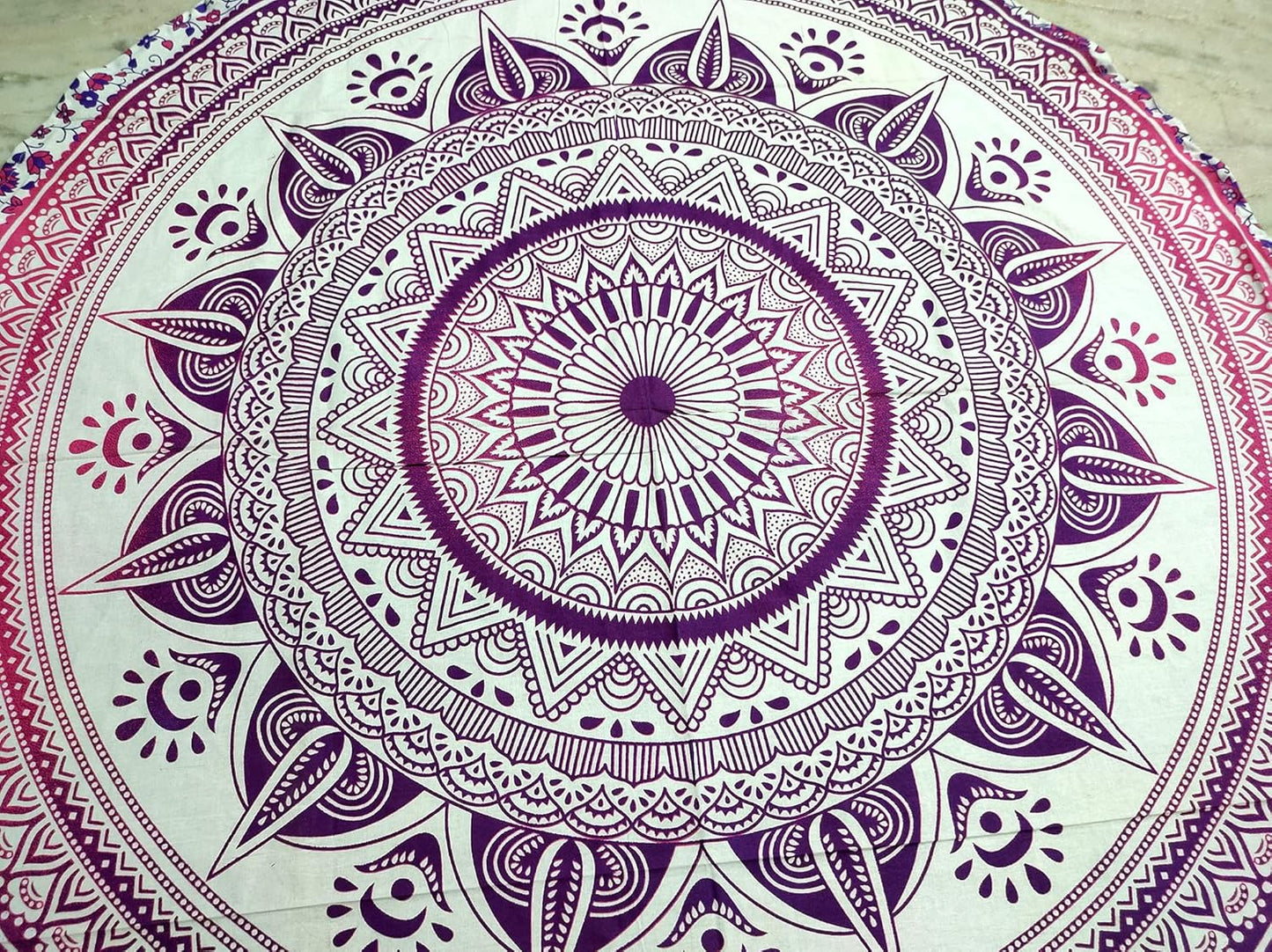 Mandala Round Beach Tapestry Boho Hippie Blanket Bohemian Large Table Cloth Home Decor Yoga Mat Meditation Picnic Rug Throw Hippy Gypsy Tablecloth Roundie (42 Inches, Orange And Blue)