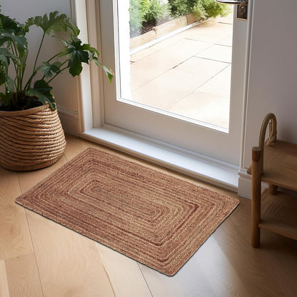 COTTON CRAFT Jute Rug - 2 Pack Braided 100% Jute Door Mat - Woven Neutral Reversible Small Rug - Entryway Kitchen Living Room Bedroom Bathroom Farmhouse Rustic Boho Throw Mat - 22 x 34 - Natural