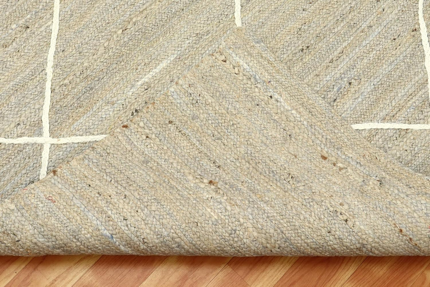 Premium Quality Jute Rug 2x3 Kilim Area Rug Hand Braided Jute Geometric Pattern Beige Hand Woven Boho Flatweave Carpet Indoor Outdoor Rugs for Kitchen Garden Yoga Mat - Colors B