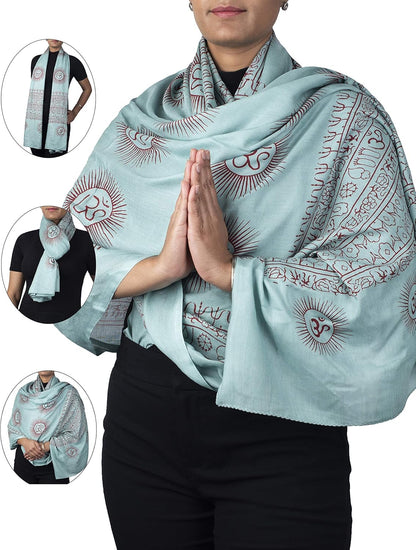 Yoga Scarf Meditation Shawl Large Wrap Hindu Prayer Stole OM print