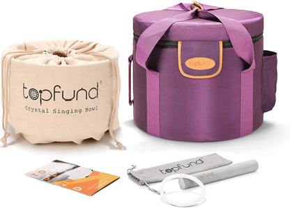 TOPFUND Pink Purple F Note Crystal Singing Bowl Heart Chakra 8 inch with Suede Mallet