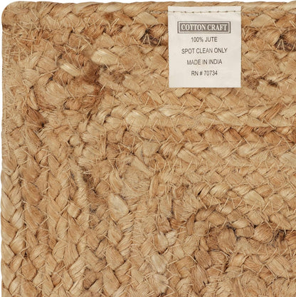 COTTON CRAFT Jute Rug - 2 Pack Braided 100% Jute Door Mat - Woven Neutral Reversible Small Rug - Entryway Kitchen Living Room Bedroom Bathroom Farmhouse Rustic Boho Throw Mat - 22 x 34 - Natural