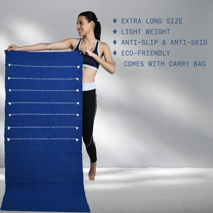 100% Organic Anti-Skid Cotton Yoga or Meditation Mat: Hand-Woven, and Extra-Long(28'’ x 74'’) for Ultimate Comfort and Stability with Cotton Carry bag
