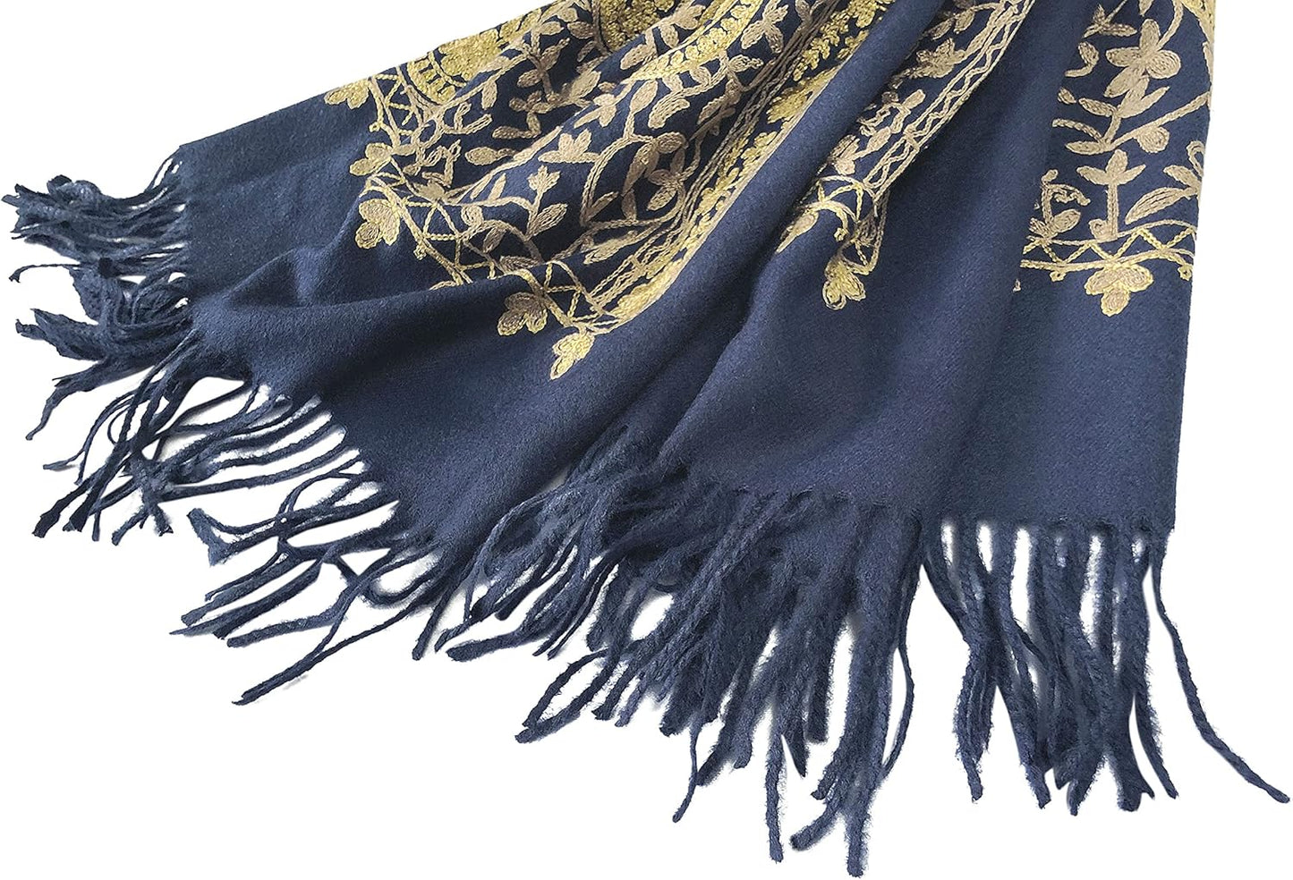 Urban CoCo Women's Embroidered Oversize Tassel Shawl Scarf Wraps for Women