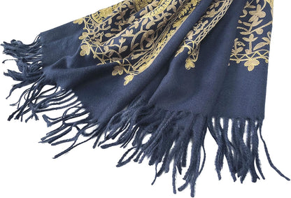 Urban CoCo Women's Embroidered Oversize Tassel Shawl Scarf Wraps for Women