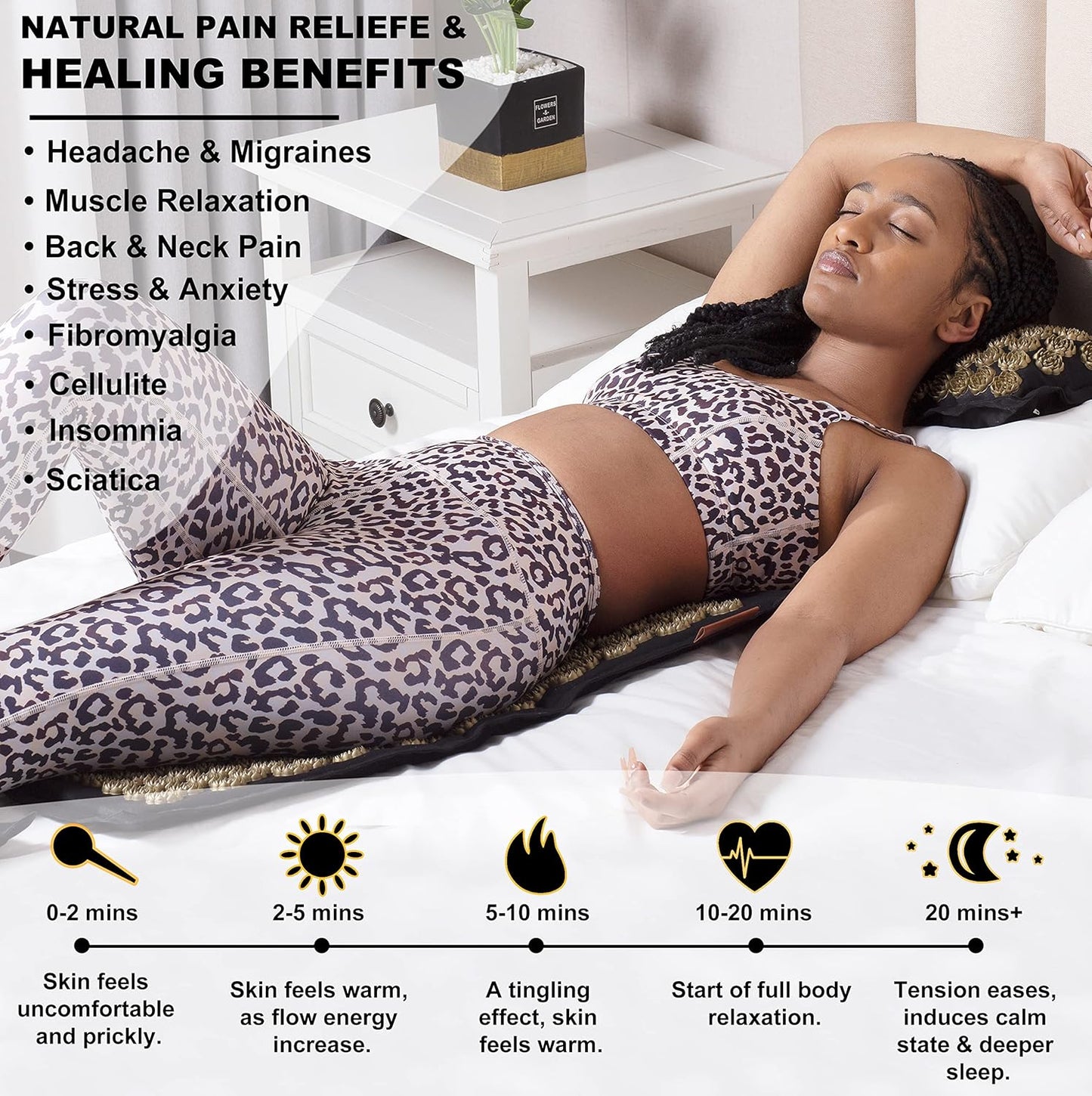 UNMERA Acupressure Mat and Pillow Set,Natural Eco Linen & Coconut Fiber Filling,for Back/Neck Pain Relief, Sciatic, Headache and Muscle Relaxation, Comes with Carrying Bag