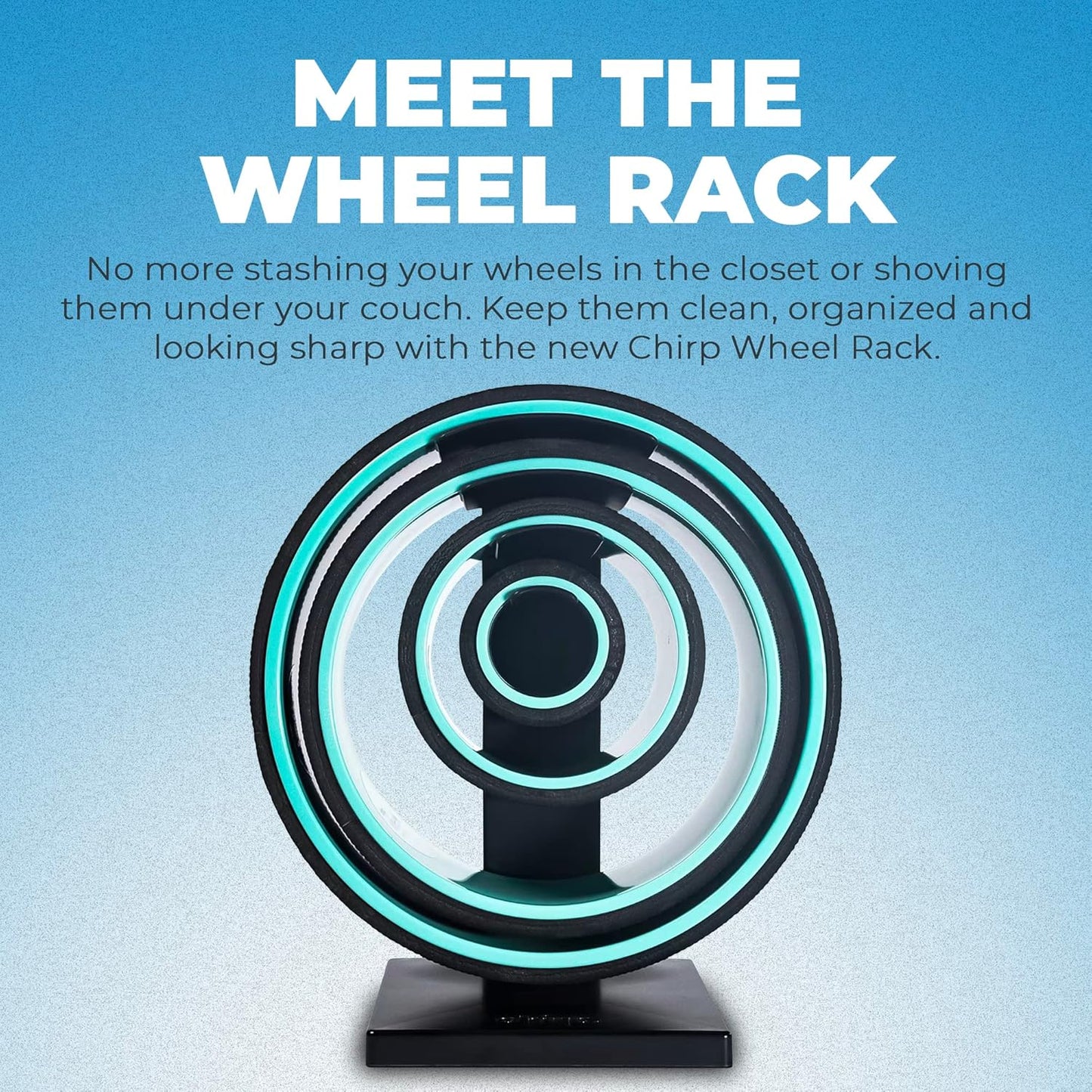 Chirp Wheel Rack - Storage for Muscle Massage Rollers, Secure & Easy Storage for All 4 Roller Sizes (Wheels Not Included)