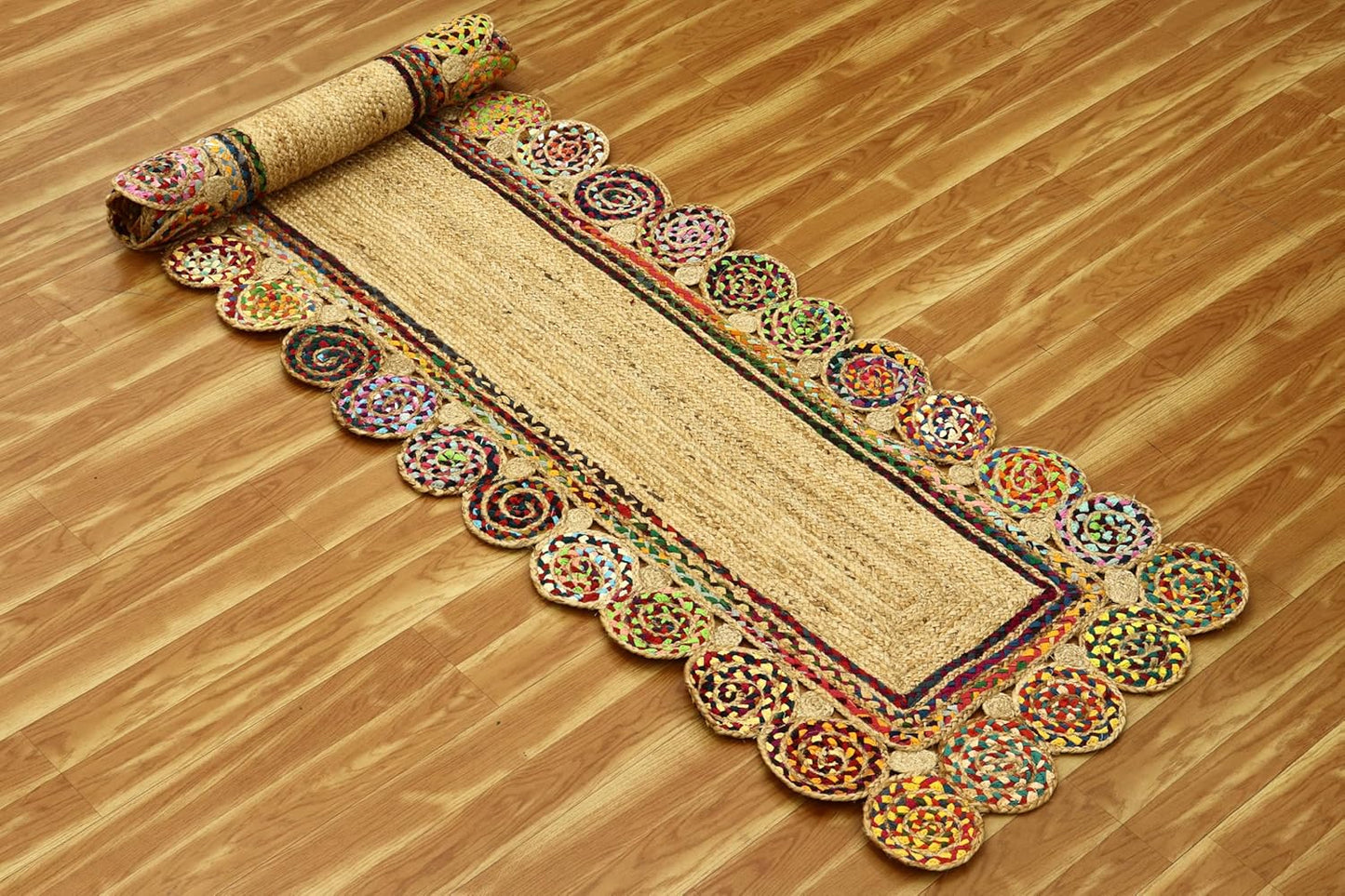 Premium Quality Jute Rug 2x3 Kilim Area Rug Hand Braided Jute Geometric Pattern Beige Hand Woven Boho Flatweave Carpet Indoor Outdoor Rugs for Kitchen Garden Yoga Mat - Colors A