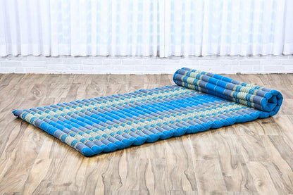 Leewadee - Kapok Roll Mat – Handcrafted Folding Sleep & Relaxation Mattress from Thailand, Ideal as Guest Bed, Camping Mat, Yoga Mat or Traditional Futon, 75 x 39 inches, Anthracite