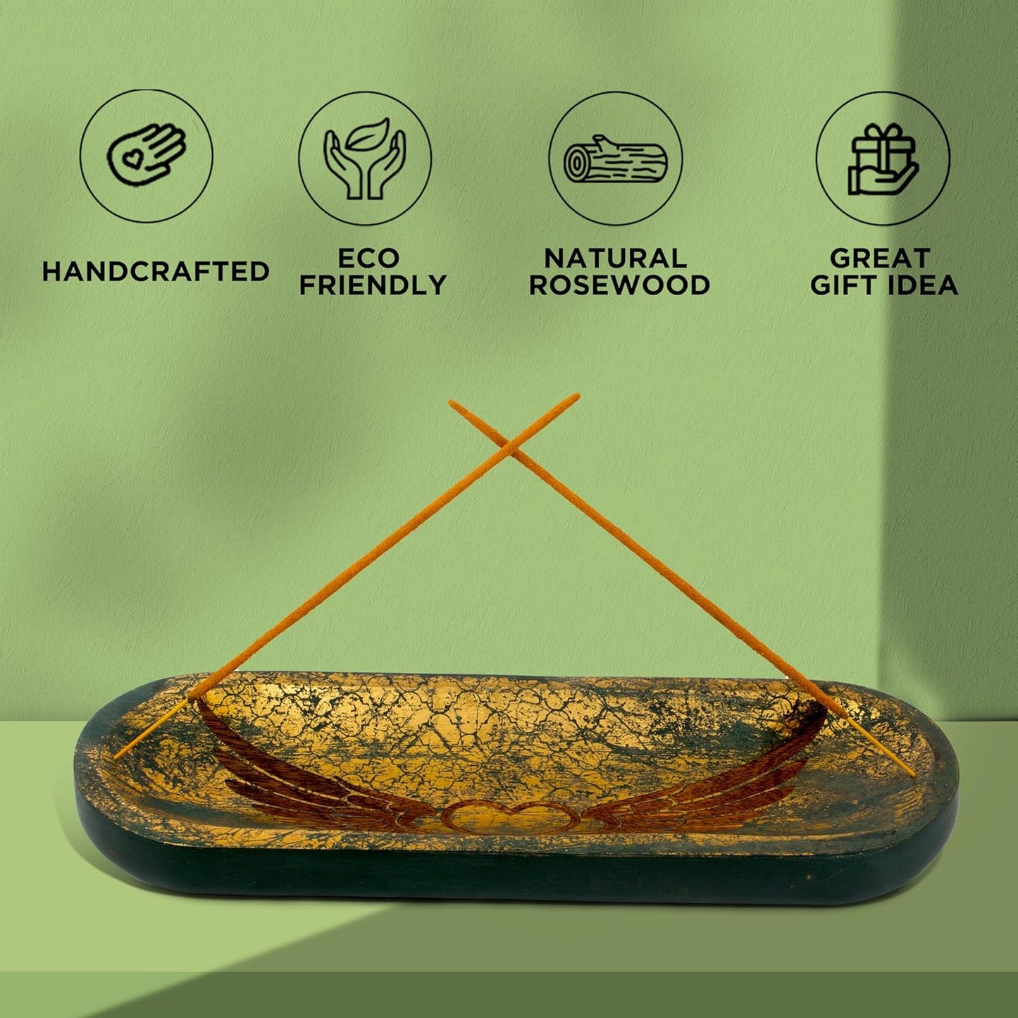 raajsee Wooden Brown Incense Holder -Incense Burner Holder –Ash Catcher - Incense Stick Holder - Meditation & Yoga - Great Gift for Any Occasion Size 11x4 inch