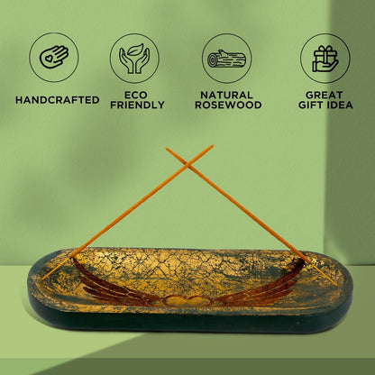 raajsee Wooden Brown Incense Holder -Incense Burner Holder –Ash Catcher - Incense Stick Holder - Meditation & Yoga - Great Gift for Any Occasion Size 11x4 inch