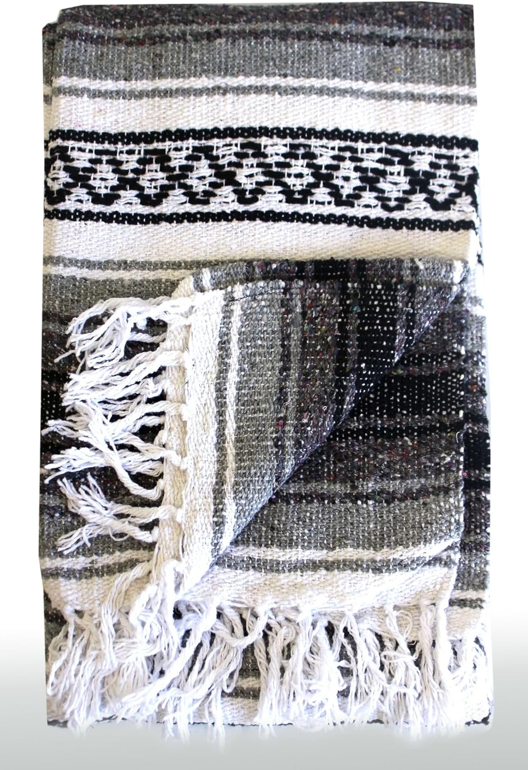 Del Mex Classic Mexican Blanket, Large Authentic Woven Falsa Throw (70"x50"), Artisan Southwest Décor for Beach, Yoga, Outdoors (Lavender)