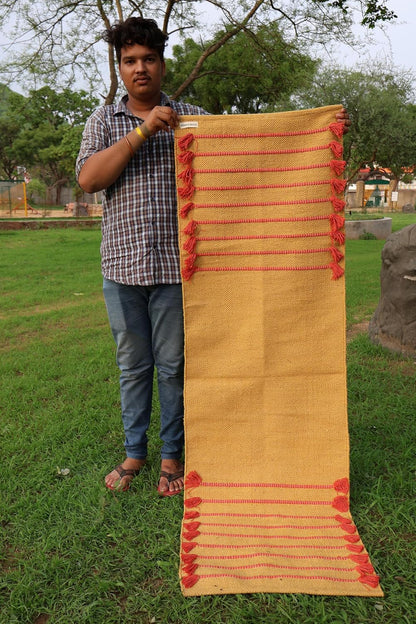 Cotton Organic Yoga Mat - Eco-Friendly Hand-Woven Rug - Handloom Foldable Yoga Mat for Everyday Fitness Maditation Rug - (24”x72”)