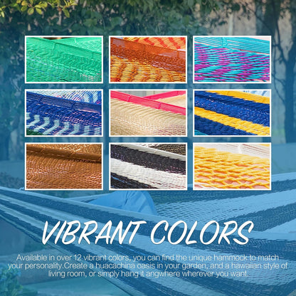 PNAEUT Handwoven Mayan Hammocks, Double Rope Hammock for Outdoor Outside & Indoor, Thick Soft 600 lbs Capacity Heavy-Duty, Includes Tree Straps, Carabiners & Carrying Bag (Nature, X-Large)