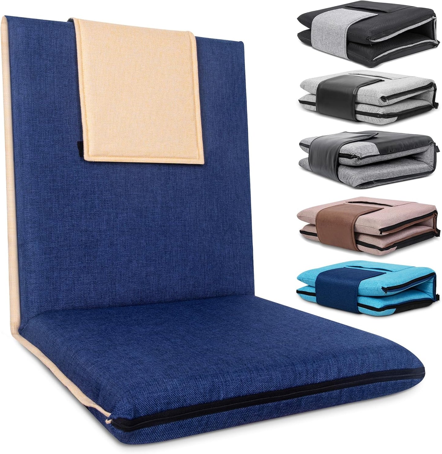 Floor Chair with Back Support 14-Position Adjustable Floor Chair Portable Ground Seating for Adults & Kids Foldable Meditation Seat with Japanese KOYO Bearings & Washable Linen Cover (Coffee)