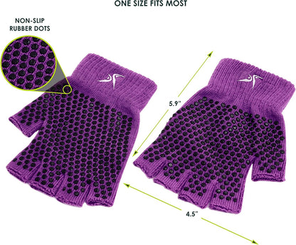 ProsourceFit Grippy Yoga Gloves, Yoga Hand Grips with Firm Fingerless Design, One Size Fits All Yoga Gloves with Grips for Women and Men