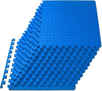 ProsourceFit Exercise Puzzle Mat ½-inch, EVA Interlocking Foam Floor Tiles for Home Gym, Workout Equipment, Kids Play Areas, Black, 24 SQ FT - 6 Tiles