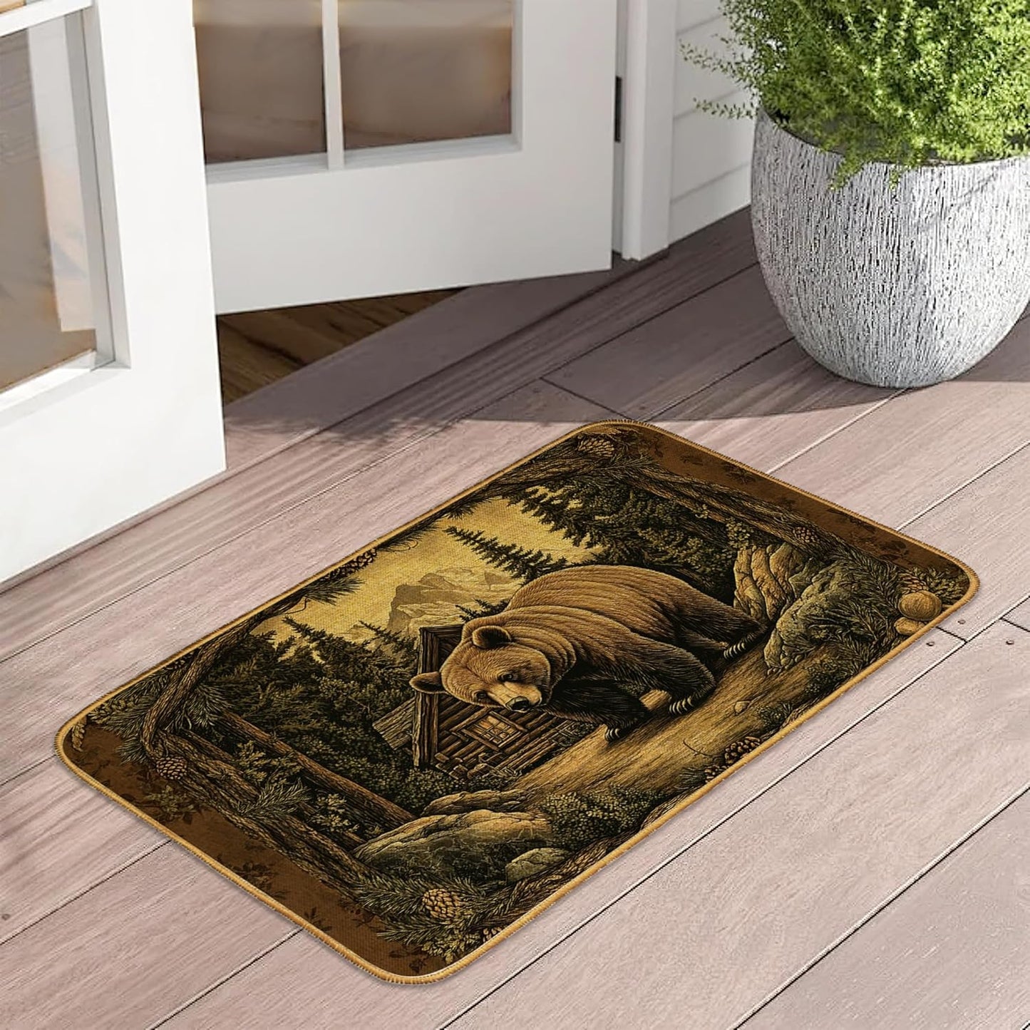 Doormat Yoga Frog Front Door Mat Indoor Outdoor Entrance,Pink Lotus Flower Door Mat Waterproof Low Profile All-Season,Easy Clean Patio Porch Entryway Floor Rug 17x29 Inch