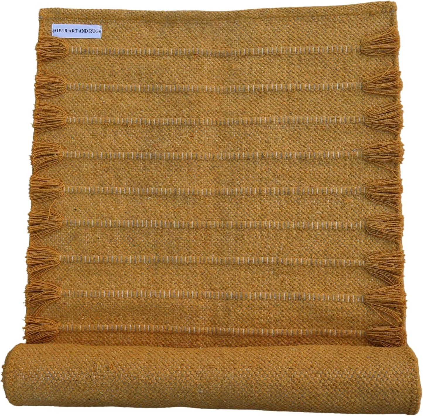 Jaipur Art & Rugs Cotton Yoga Rug - Eco-Friendly Hand-Woven Thick Mat (24”x72”x5mm) for Everyday Fitness at Home - Comfortable & Extra-Long - Colors A