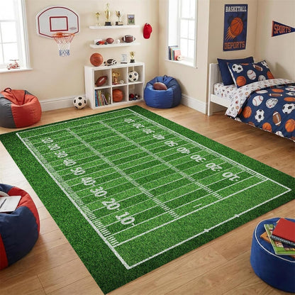 Sports Field Area Rug,5x7ft, Soccer Field Chalked Blackboard Football Stadium Board Painted Non-Slip Soft Carpet Floor Mat Indoor Living Room Bedroom Rugs Yoga Mat Home Decor