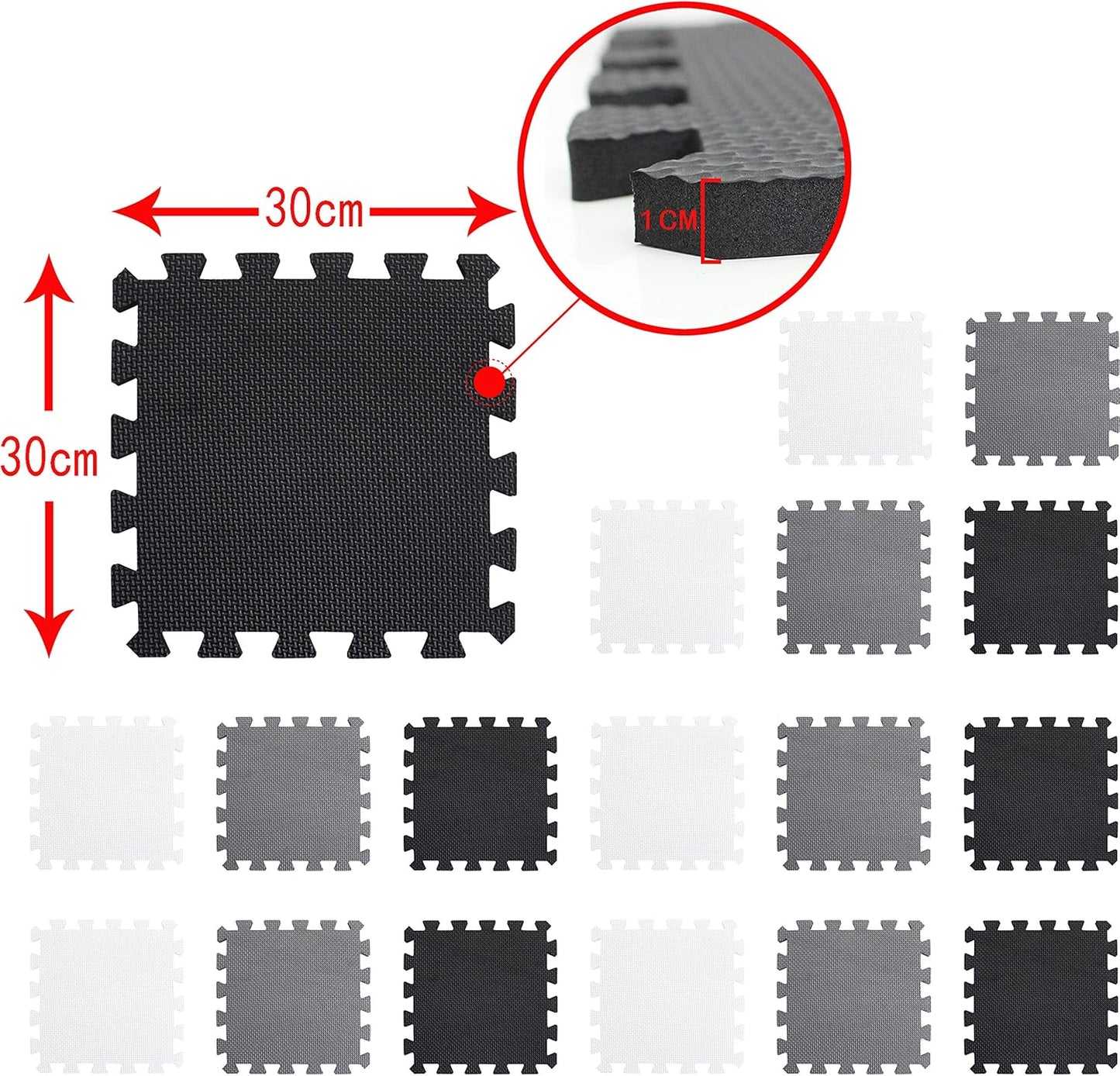 meiqicool Foam Play Mat Thick Soft EVA Interlocking Foam Floor Mats Children Yoga Exercise Multi Jigsaw Puzzle Blocking Board Kids Playmats Play Grey 18 Piece L