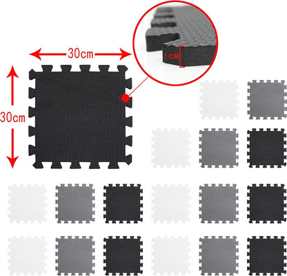meiqicool Foam Play Mat Thick Soft EVA Interlocking Foam Floor Mats Children Yoga Exercise Multi Jigsaw Puzzle Blocking Board Kids Playmats Play Grey 18 Piece L