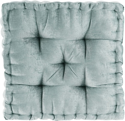 Intelligent Design Large Floor Pillow for Adults Yoga or Meditation Cushion with Handle, Floor Cushion for Board Games, Lustrous Chenille Tufted, Handsewn Scalloped Edge, Azza, 24" x 24" x 5" Yellow