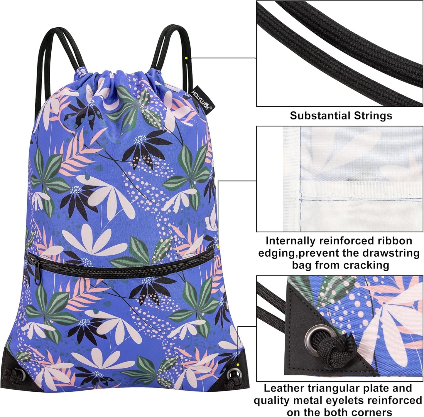 HOLYLUCK Drawstring Backpack Bag Sport Gym Sackpack - Colors B