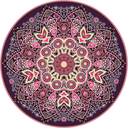 Knsbk Large Round Yoga Mat 4.6'X3.5mm for Exercise Premium Extra Thick, Ultra Comfortable, Non Slip, Meditation Mat