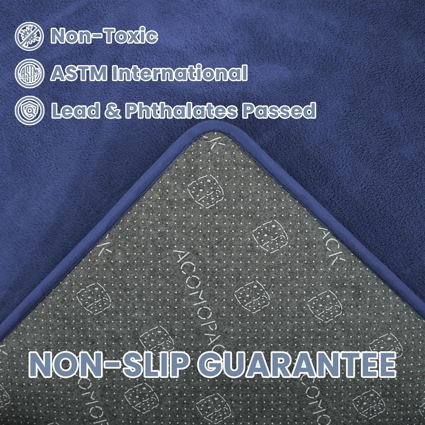 ACOMOPACK 1.3" Thick Baby Play Mat for Floor 79x118"-Large Water-Repellent&Non-Slip Memory Foam Mat for Kids,Toddlers,Soft Velvet Nursery Rug for Tummy Time&Crawling,Yoga,Tatami Style(Blue)