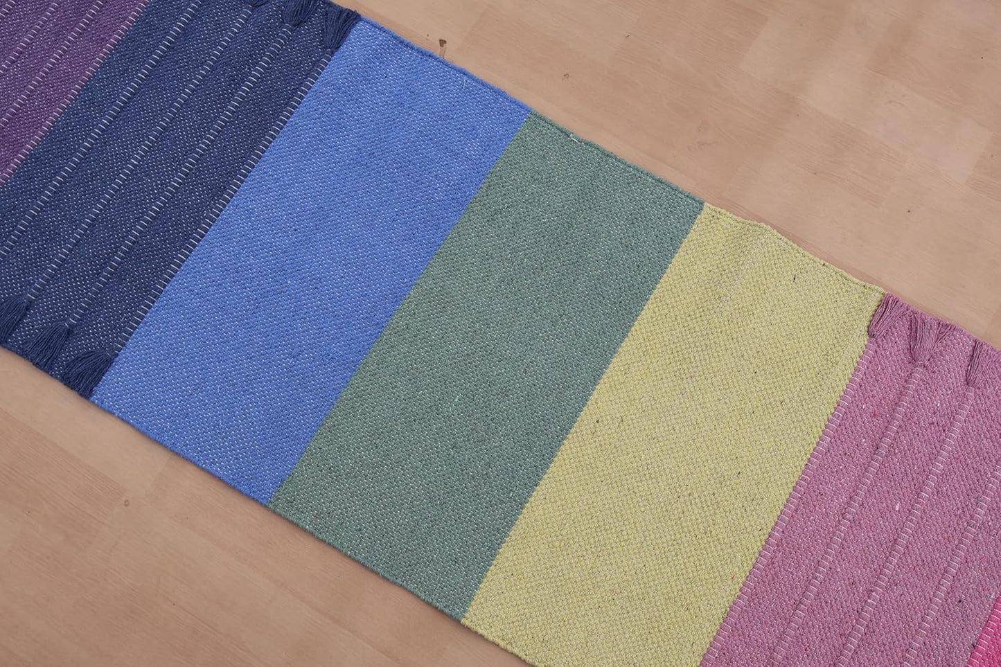 Jaipur Art & Rugs Cotton Yoga Rug - Eco-Friendly Hand-Woven Thick Mat (24”x72”x5mm) for Everyday Fitness at Home - Comfortable & Extra-Long - Colors B