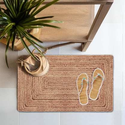 COTTON CRAFT Jute Rug - 2 Pack Braided 100% Jute Door Mat - Woven Neutral Reversible Small Rug - Entryway Kitchen Living Room Bedroom Bathroom Farmhouse Rustic Boho Throw Mat - 22 x 34 - Natural
