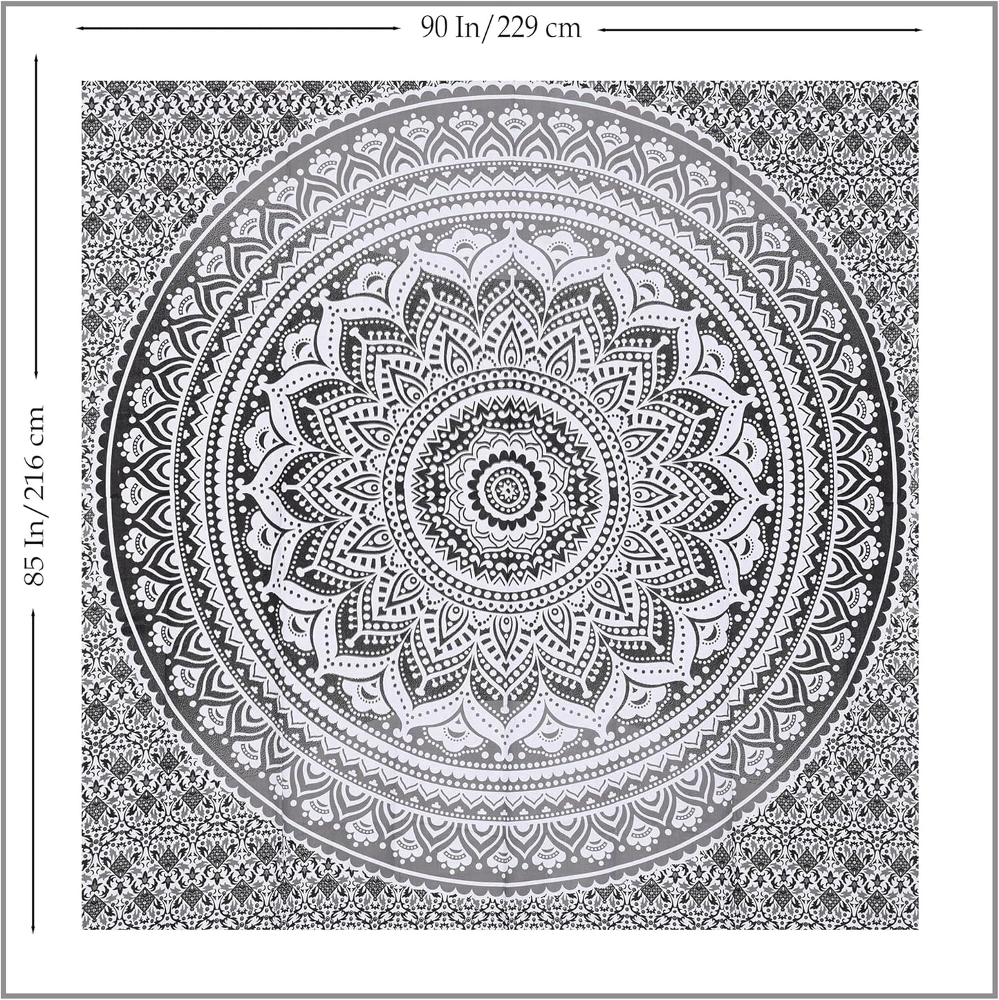 THE ART BOX Original Gold Tapestry Wall Hanging Mandala – Cotton Throw Tapestry – Boho Bedding White and Gold Medium Bedspread 54x60 Inches – Meditation & Yoga Rug Mat