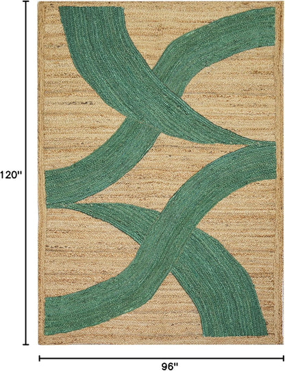 Premium Quality Jute Rug 4x6 Feet Area Rug Natural Fiber Jute Rugs Thick 0.27" Black Abstract Pattern Geometric Rugs for Kids Room, Living Room, Yoga Mat, Indoor Outdoor Carpet - Colors A