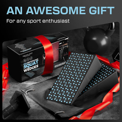 Flexelent Squat Wedge Block Pair - Heel Elevated Squat Wedge for Deeper Squats, Heavy Lifting and Better Form - 17° Angle Exercise Wedges, Slant Board for Squats with Carry Backpack