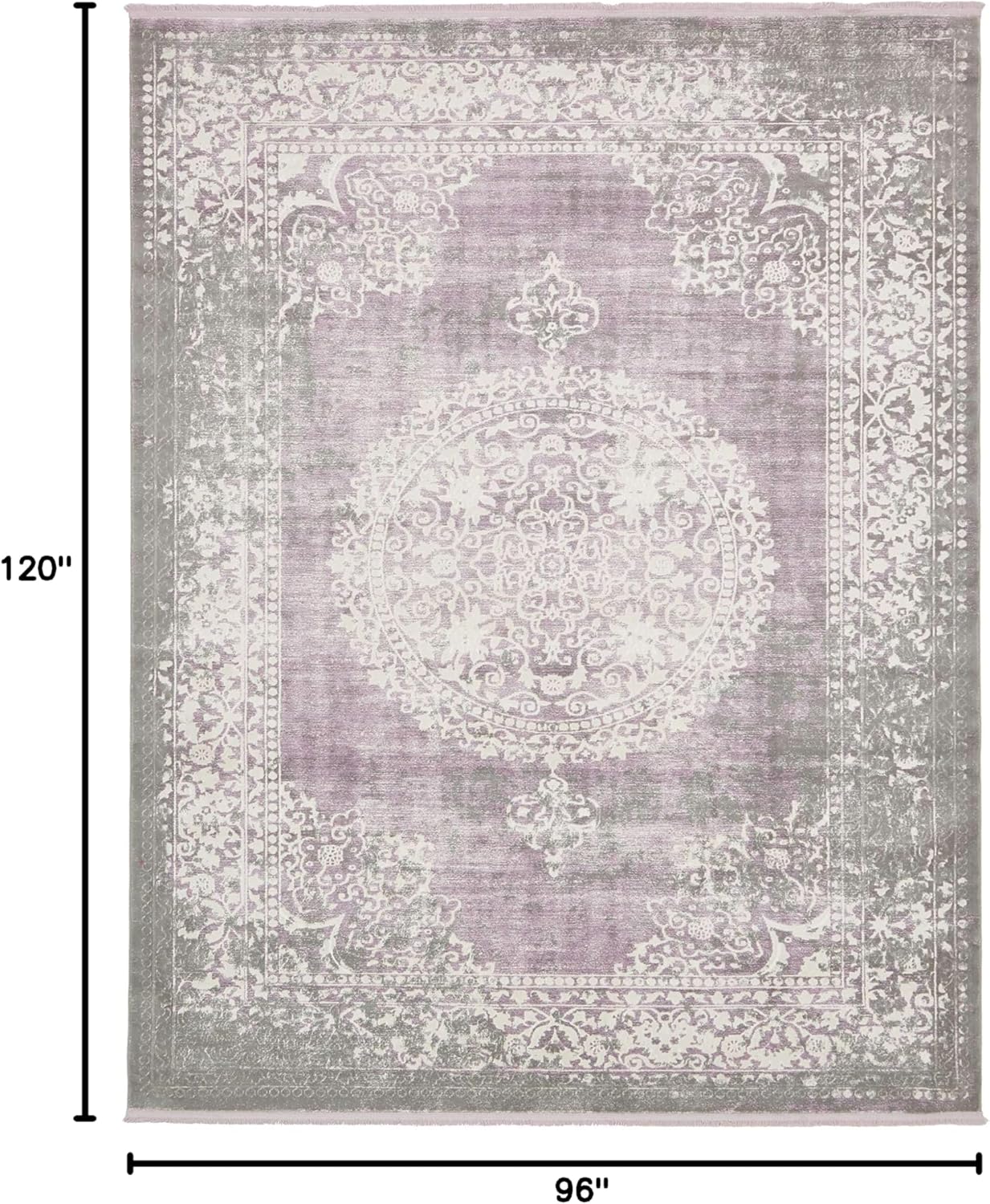Unique Loom New Classical Collection Area Rug - Olwen (4'Round, Purple/ Gray)