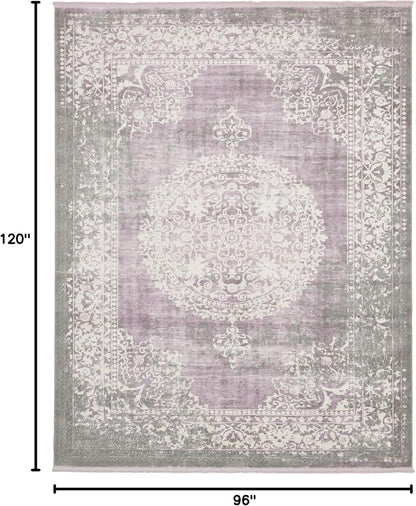 Unique Loom New Classical Collection Area Rug - Olwen (4'Round, Purple/ Gray)