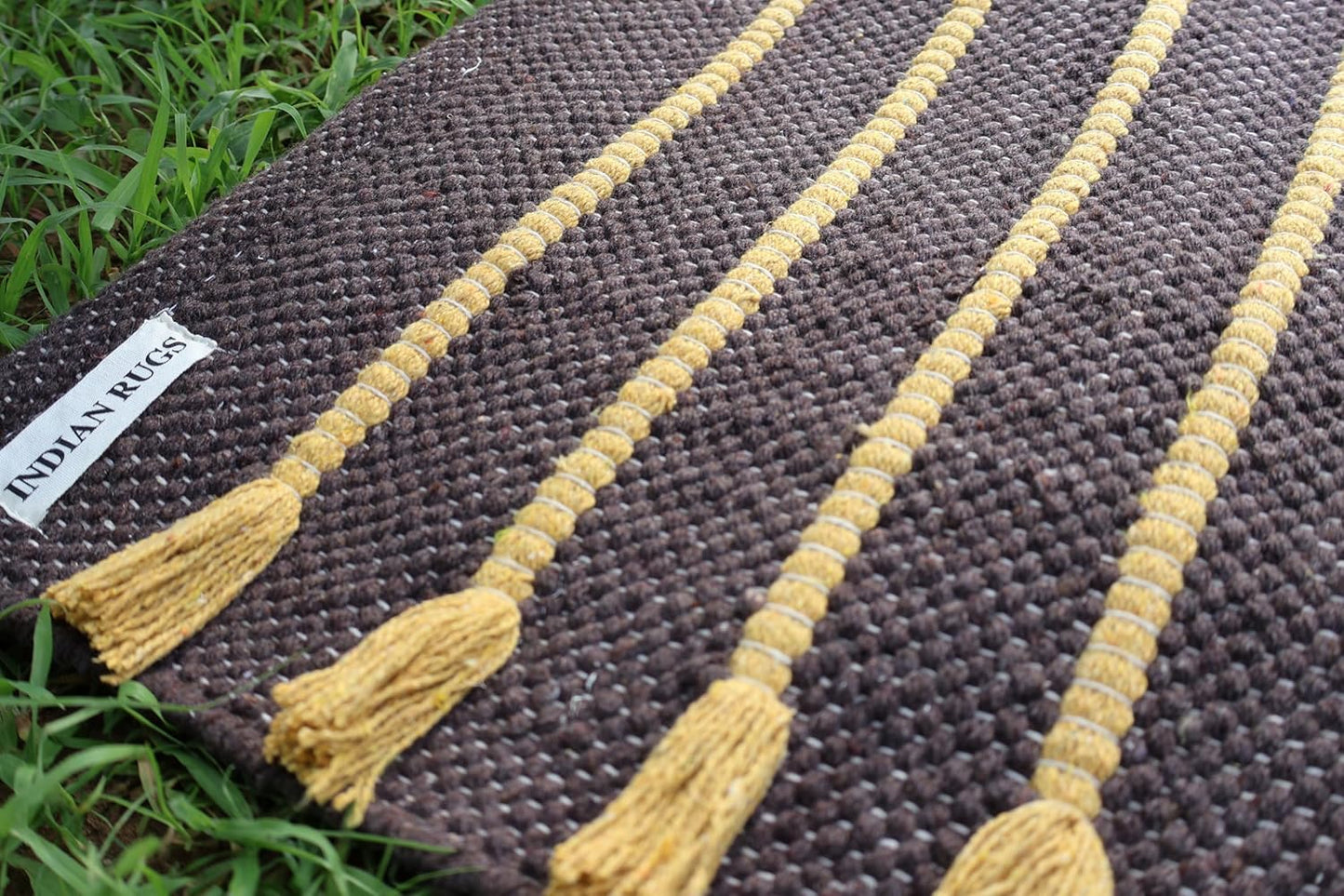 Cotton Organic Yoga Mat - Eco-Friendly Hand-Woven Rug - Handloom Foldable Yoga Mat for Everyday Fitness Maditation Rug - (24”x72”)
