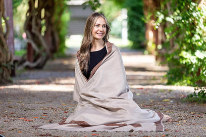 Soft Premium Wool Blend Meditation Shawl - Large Unisex Prayer Wrap, Oversize Scarf & Versatile Blanket