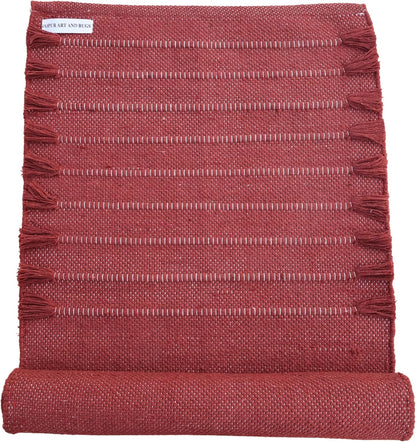 Jaipur Art & Rugs Cotton Yoga Rug - Eco-Friendly Hand-Woven Thick Mat (24”x72”x5mm) for Everyday Fitness at Home - Comfortable & Extra-Long - Colors B